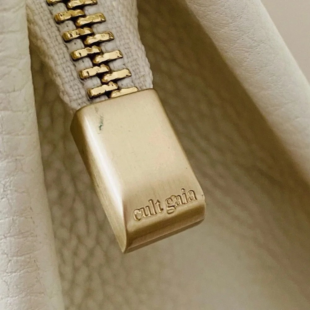 Cult Gaia Tala Cream Off-white Pebble Leather Knot Handle Shoulder Satchel Bag